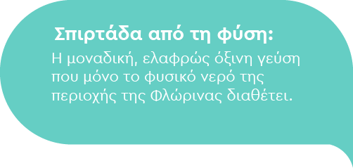 Σπιρτάδα από τη φύση: Η μοναδική, ελαφρώς όξινη γεύση που μόνο το φυσικό νερό της περιοχής της Φλώρινας διαθέτει.