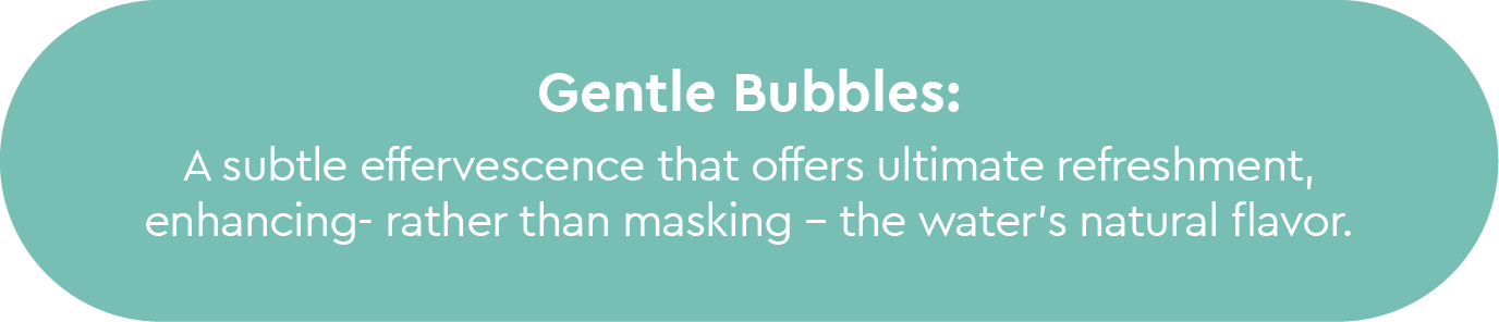 Gentle Bubbles: A subtle effervescence that offers ultimate refreshment, enhancing—rather than masking—the water’s natural flavor.